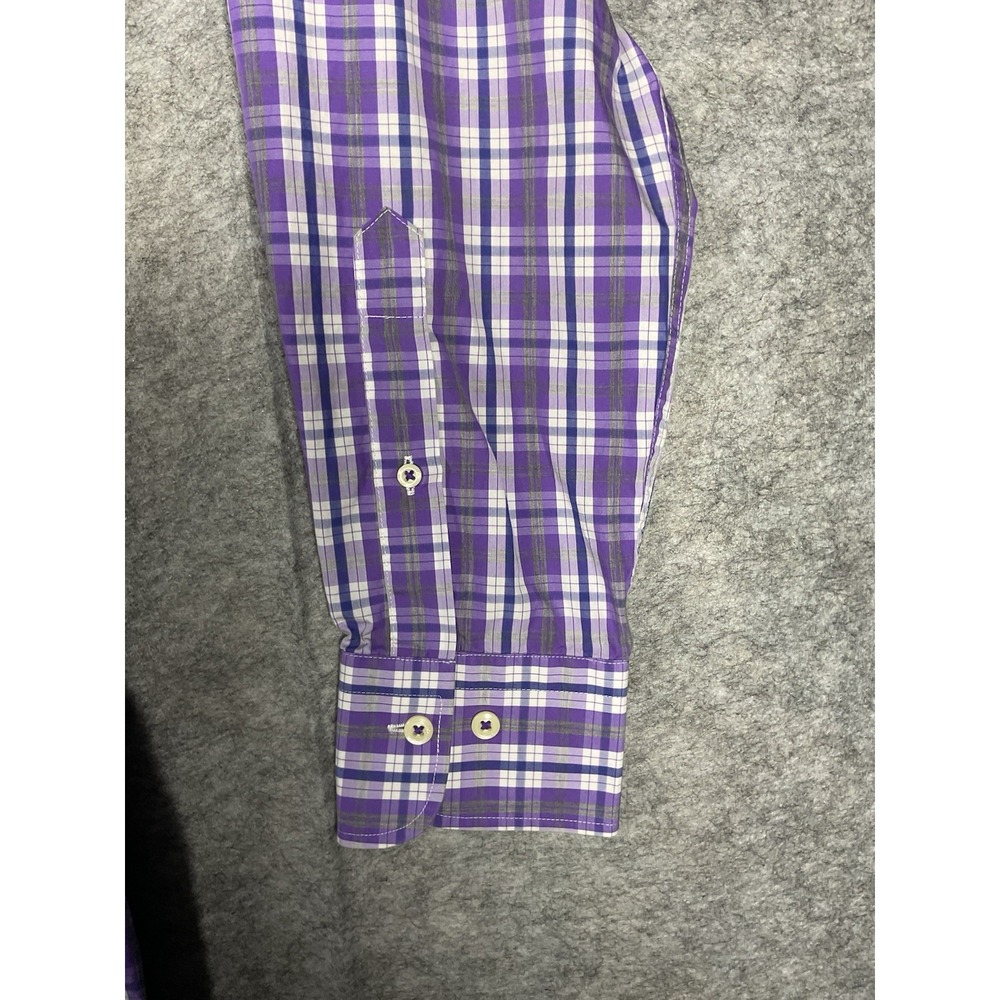 Peter Millar Mens Large Long Sleeve Purple/Black Plaid Button Up Shirt - Picture 4 of 6